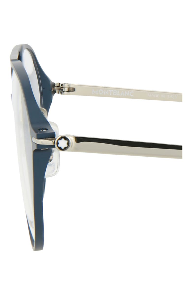 Montblanc 55mm Aviator Optical Glasses, Alternate, color, Blue Silver Transparent
