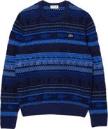 Lacoste Pattern Stripe Wool Blend Sweater