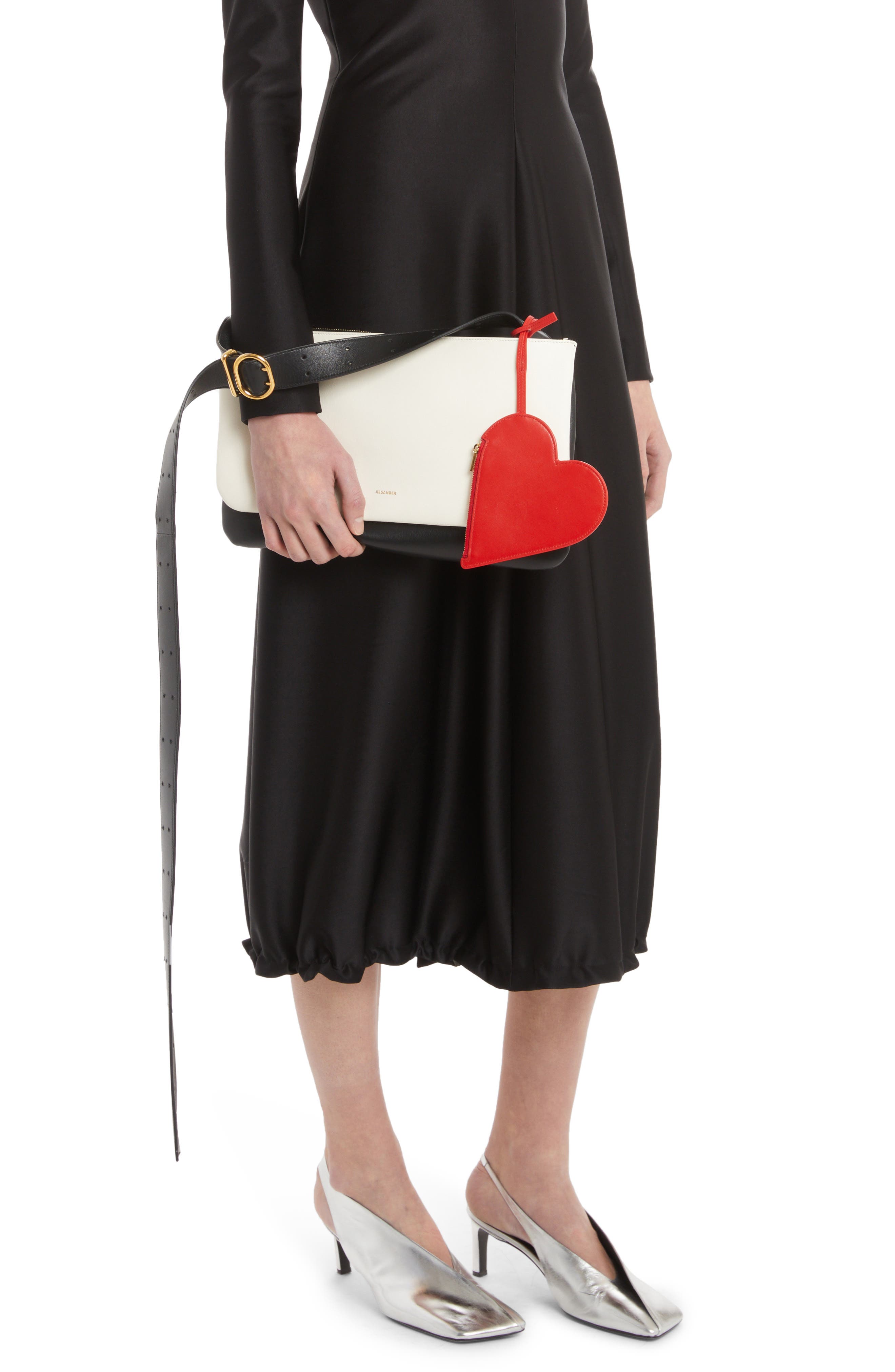 Jil Sander Heart Leather Coin Purse, Alternate, color, 