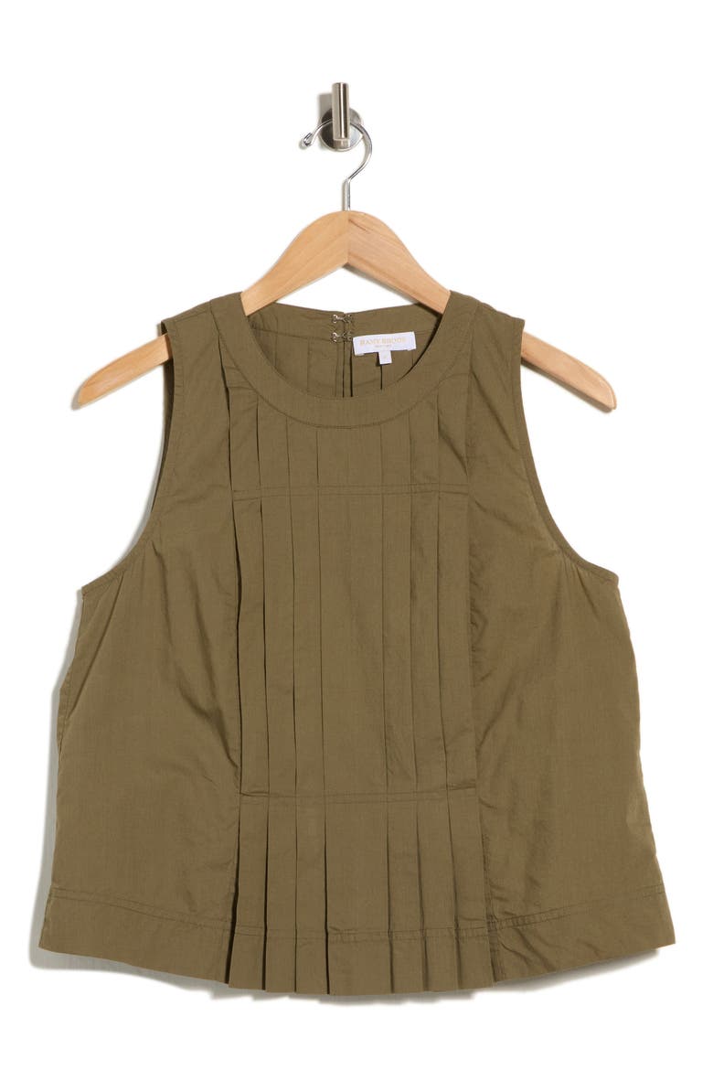 Natalia Pintuck Cotton Top, Alternate, color, OLIVE GREEN