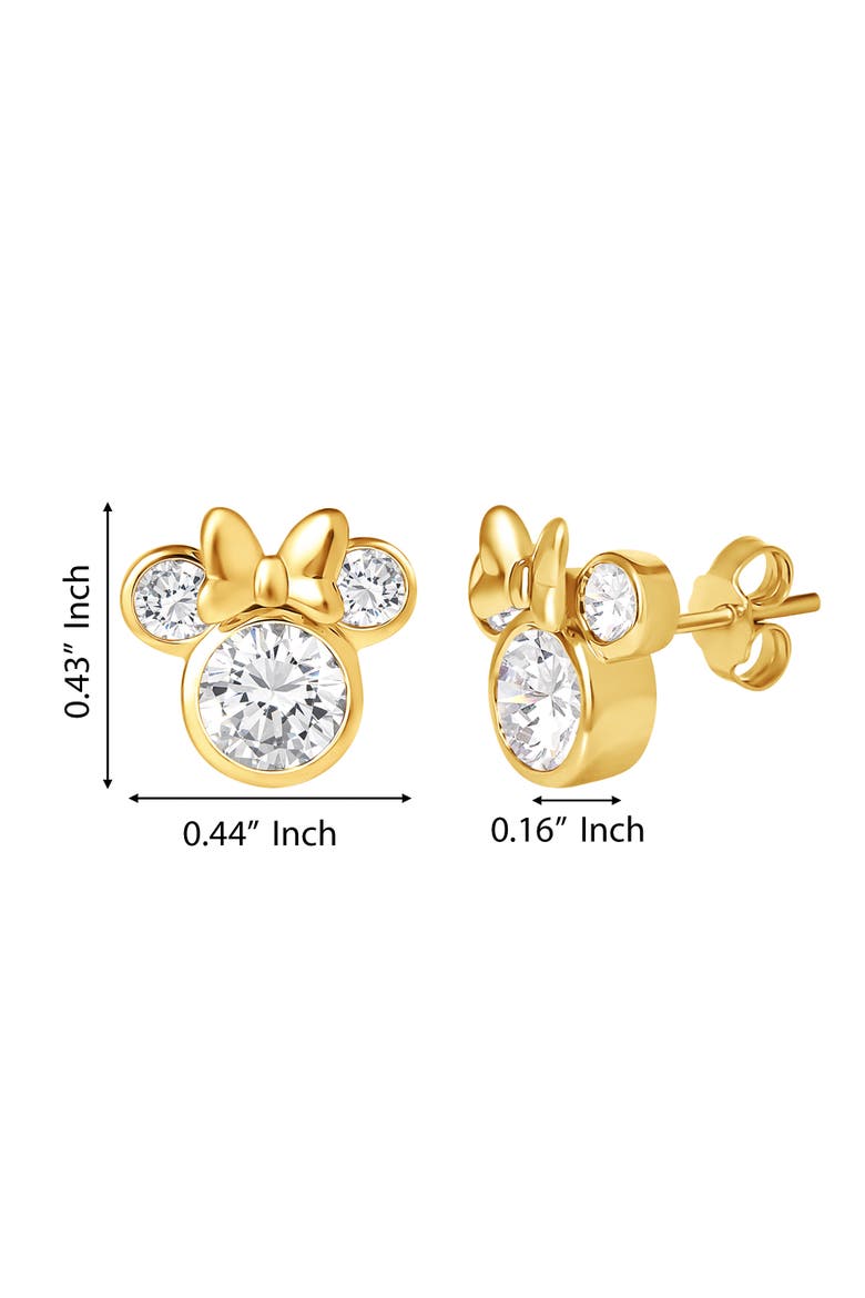 Minnie Mouse Earrings for Women Official License, Cubic Zirconia, Alternate, color, Metallic Gold