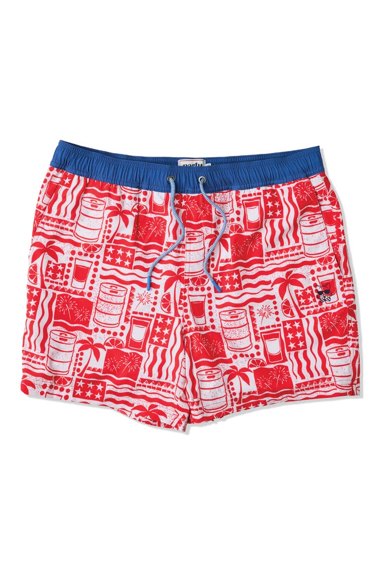 Pourth of July Happy Hour 5-Inch Swim Trunks, Alternate, color, CREAM