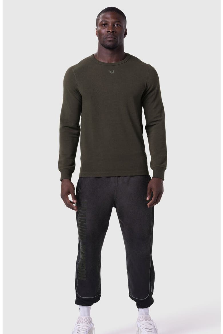 Waffle Knit Long Sleeve, Alternate, color, Olive