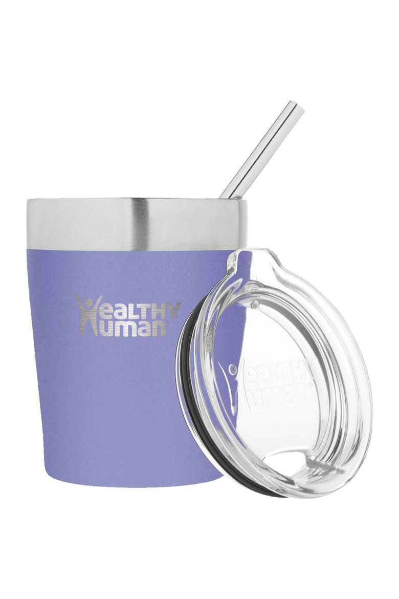 Stainless Steel Tumbler with Straw, 12 oz Lilac, Main, color, Purple