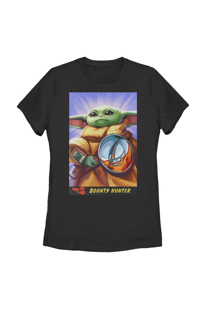 Women's Star Wars The Mandalorian and Grogu The Child Bounty Hunter Comic Art  Graphic T-Shirt, Main, color, Black