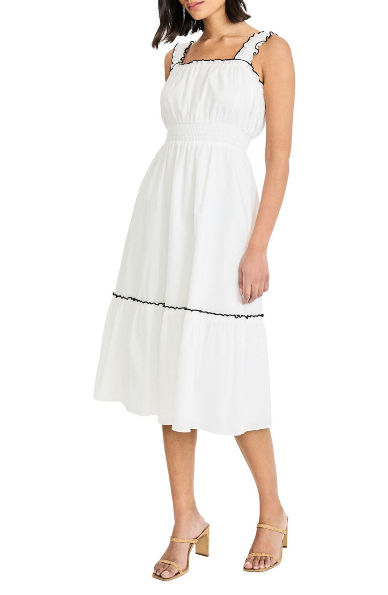 Maggy London Ruffle Strap Cotton Sundress, Alternate, color, Ivory