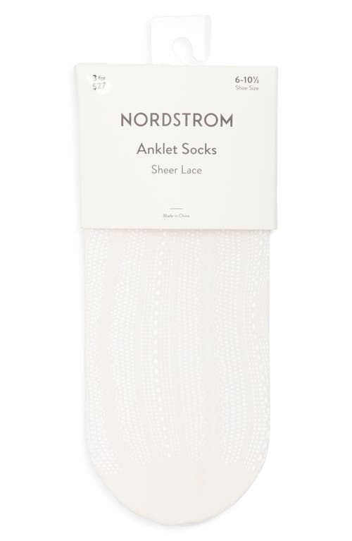 Nordstrom Sheer Organic Cotton Blend Lace Quarter Socks In Neutral