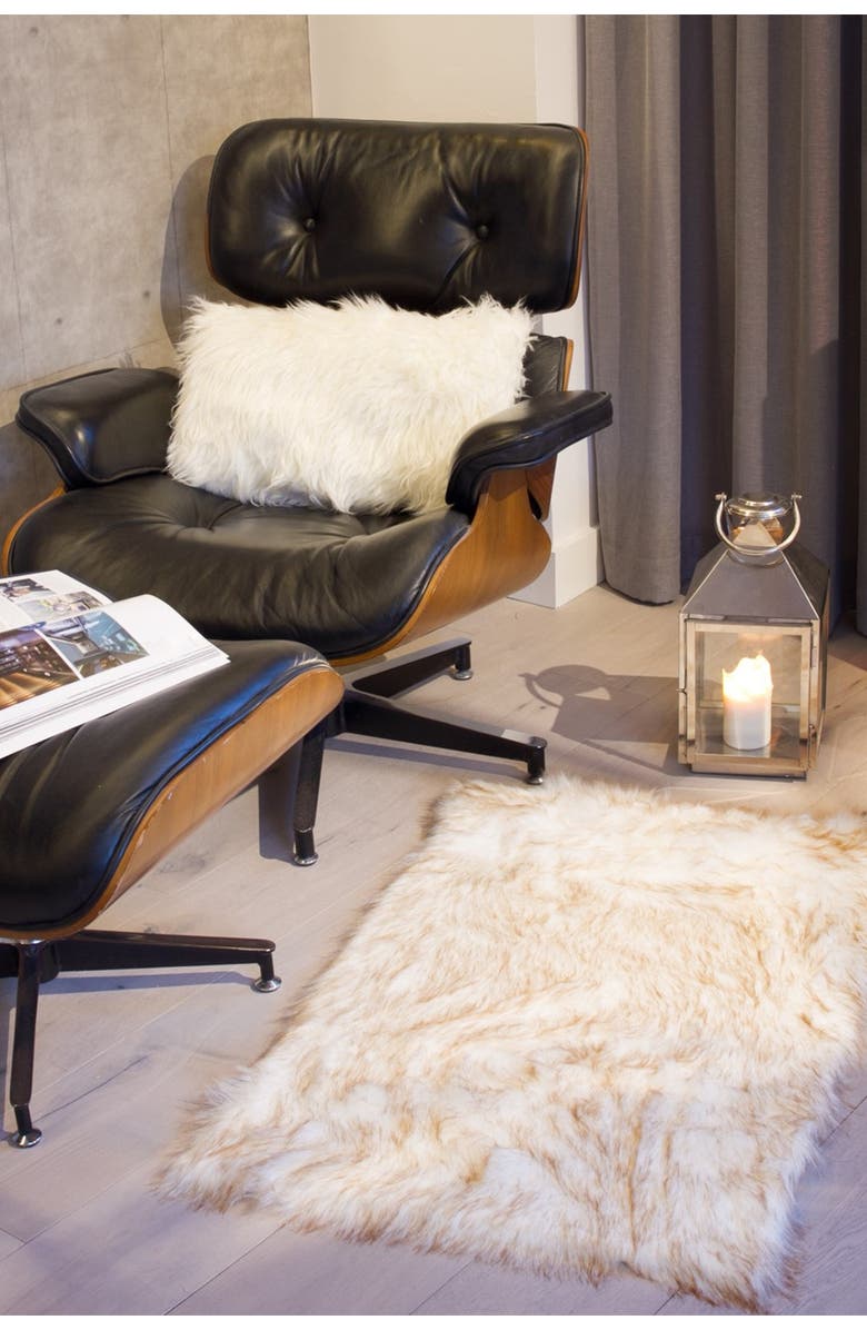 LUXE Faux Fur Hudson Rectangular Rug - 2ft x 3ft - Gradient Tan, Alternate, color,