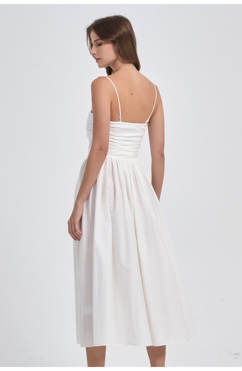 nuaje nuaje Reverie Twist Front Ruched Cotton Midi Dress, Alternate, color, White