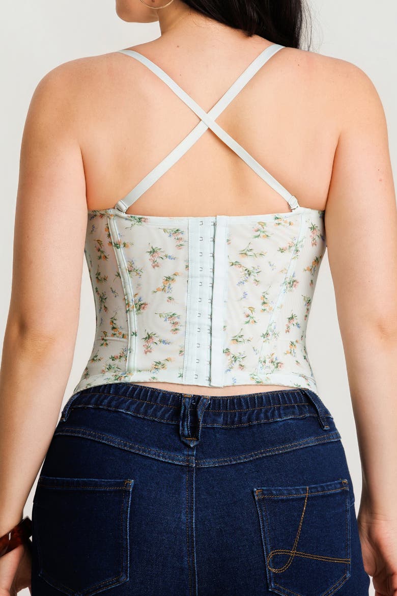 Underwire Snatched Push-Up Lace Flora Convertible Strap Corset Bustier, Alternate, color, Grass