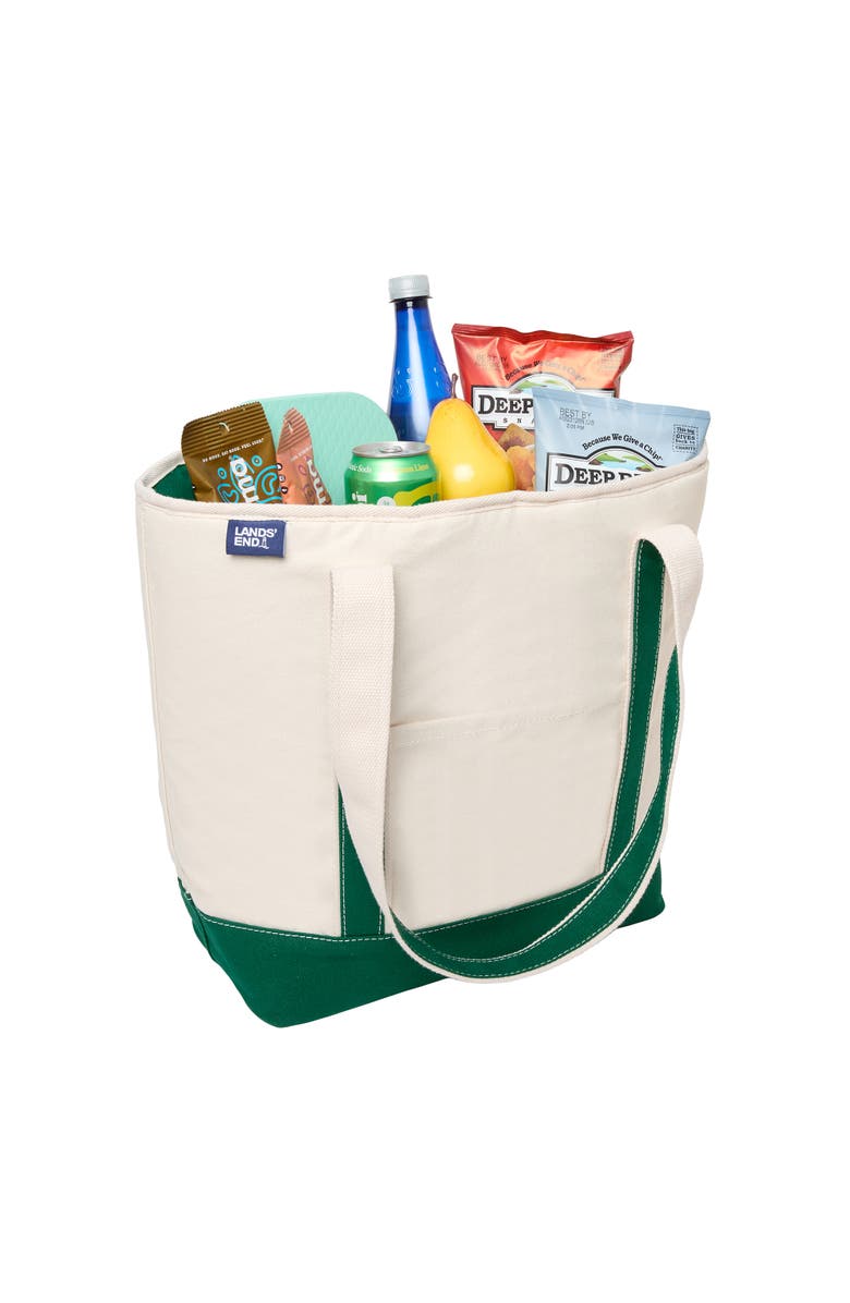 Lands' End Insulated Tote Bag with Zip Closure, Large Cooler Bag for Travel, Pool, and Park, Alternate, color, Kelly Green