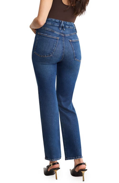 Good American Good Boy Step Hem High Waist Ankle Straight Leg Jeans In Blue