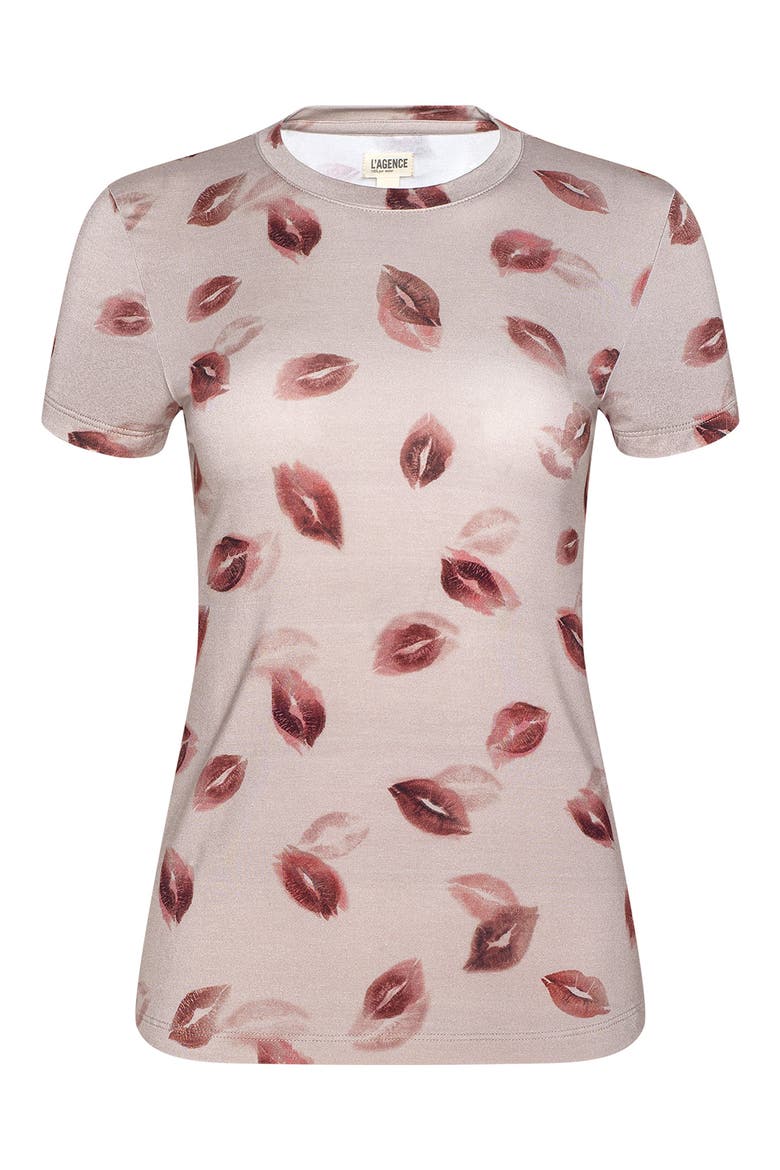 Ressi Kiss Print T-Shirt, Alternate, color, TAUPE/ DK RED FD KISS