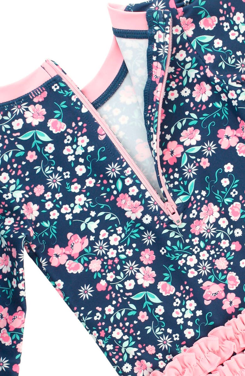 RuffleButts Moonlit Meadow Rashguard One-Piece Swimsuit, Alternate, color, Moonlit Meadow