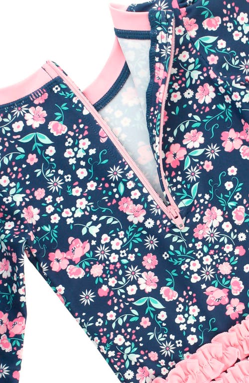 Rufflebutts Moonlit Meadow Rashguard One-piece Swimsuit In Moonlit Meadow