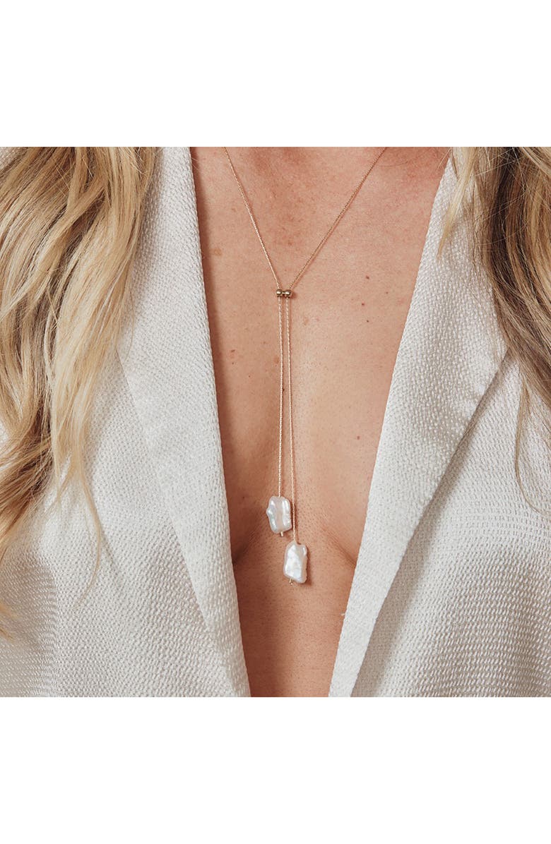 Set & Stones Elliatt Freshwater Pearl Lariat Necklace, Alternate, color, Gold