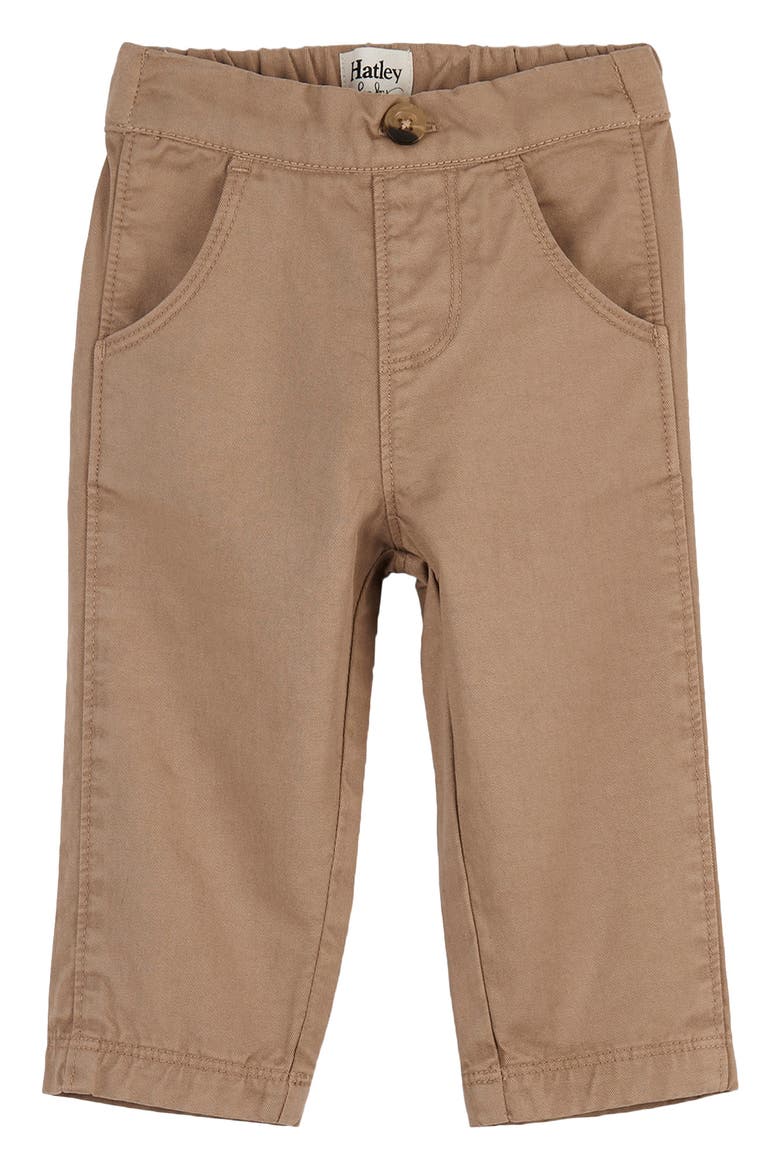 Cotton Blend Twill Pants, Main, color, BROWN