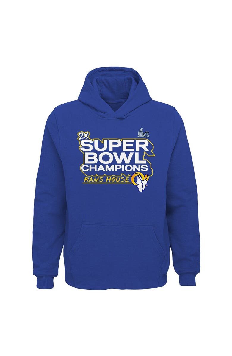 FANATICS Youth Fanatics Branded Royal Los Angeles Rams Super Bowl LVI Champions Parade Pullover Hoodie, Alternate, color, 