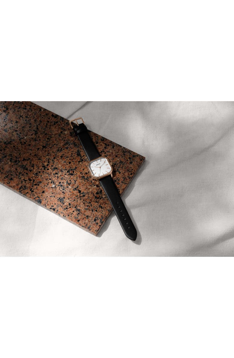 BREDA Visser Square Leather Strap Watch, 35mm, Alternate, color,