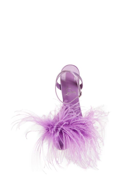 Christian Louboutin Miss Z Loubipoupi Feather Embellished Ankle Strap Sandal In Purple