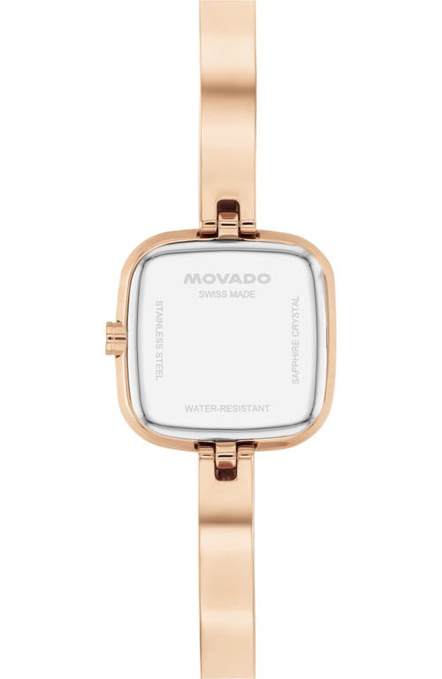 Movado Women's Museum Cushion Swiss Quartz Rose Pvd Bangle Watch, 21.50mm In Gold