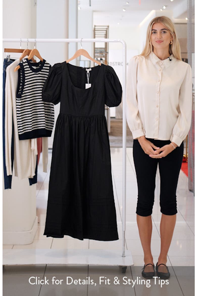 Puff Sleeve Cotton Midi Dress video