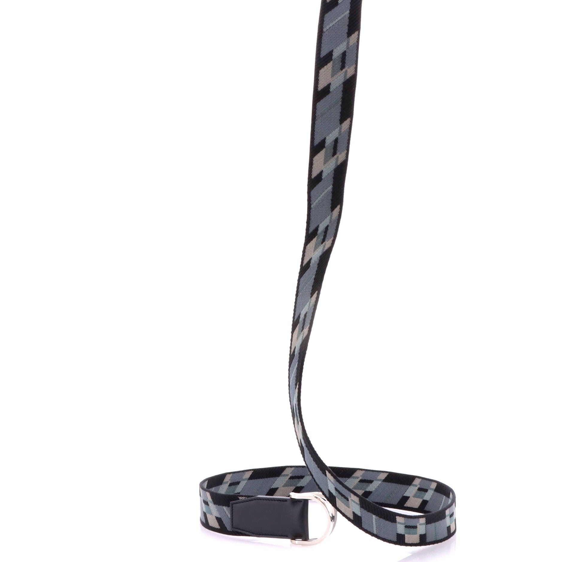 Double D Ring Belt Printed Canvas and Leather, Alternate, color, Grey