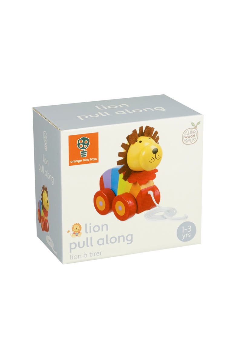 Pull Along Lion Wooden Toy, Ages 1+, Alternate, color, Multicolored