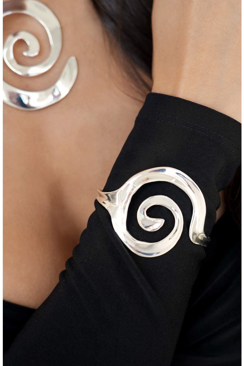 Aura Statement Cuff Bracelet, Alternate, color, SILVER