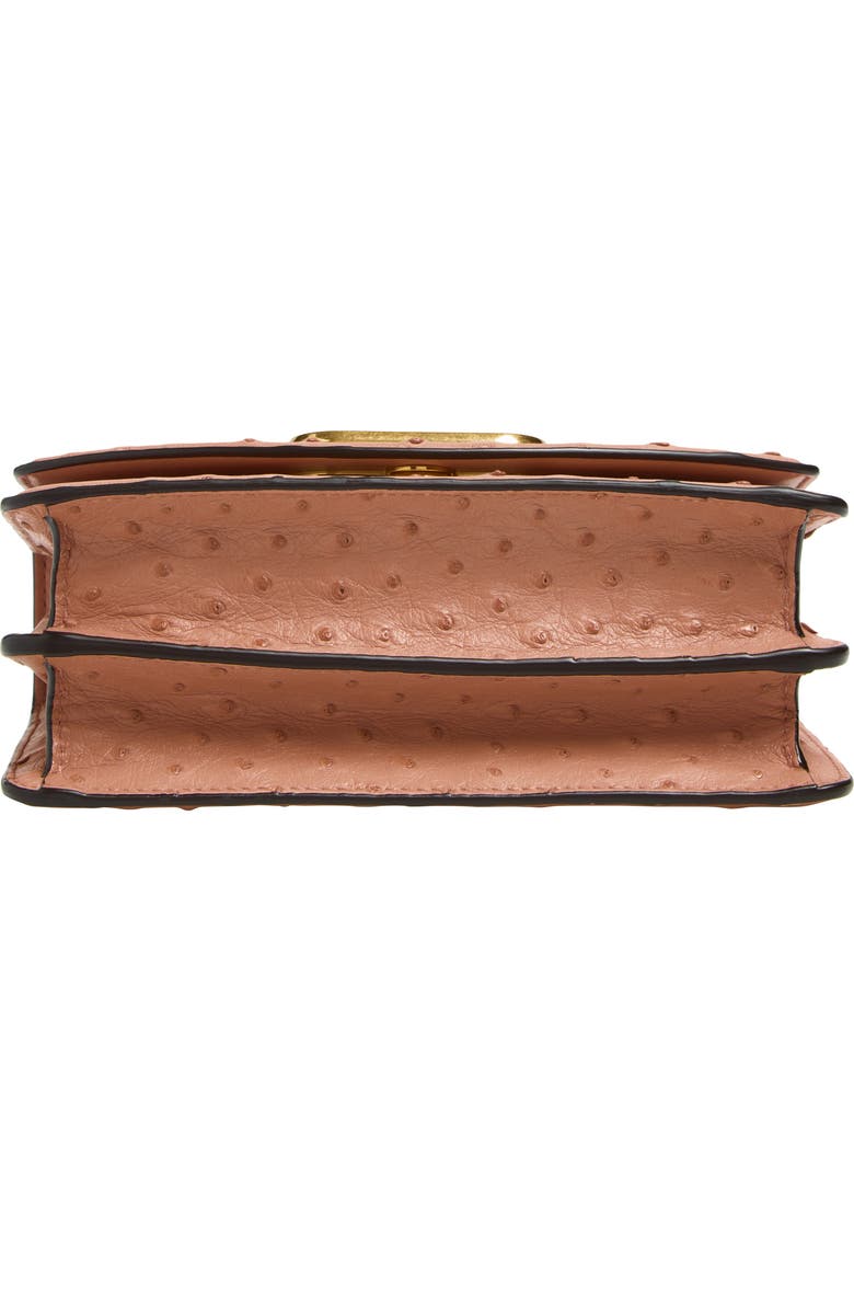 Valentino Garavani Small DeVain Ostrich Leather Shoulder Bag, Alternate, color, Pink