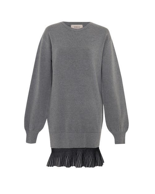 Theo The Label Women's Grey Ersa Shimmer Hem Sweatshirt Dress In Espace/black