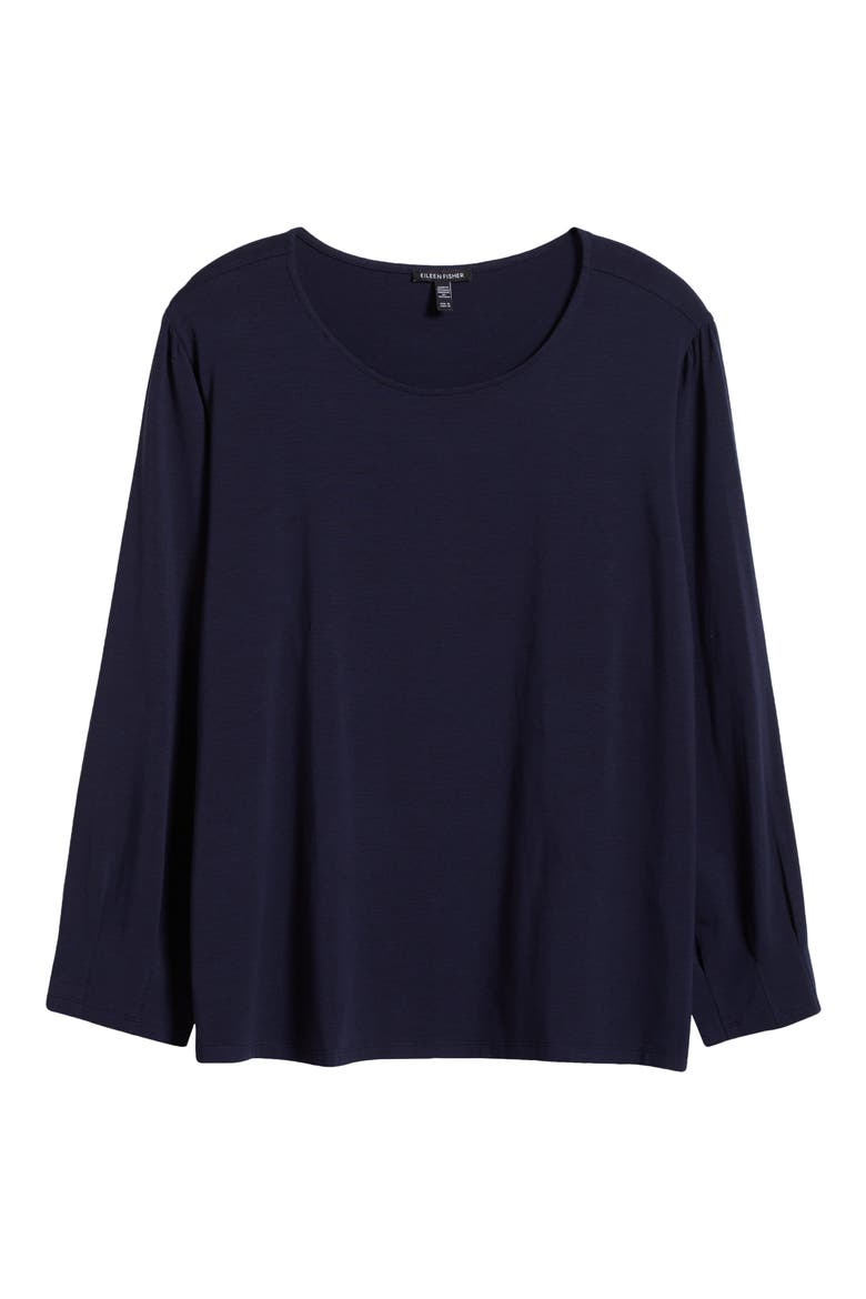 Pleated Sleeve Top, Alternate, color, INK