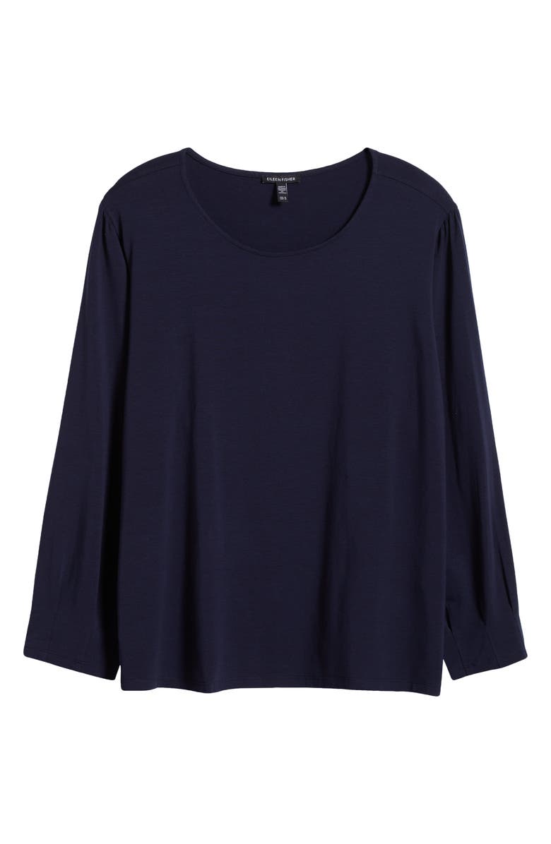 Eileen Fisher Pleated Sleeve Top, Alternate, color, Ink