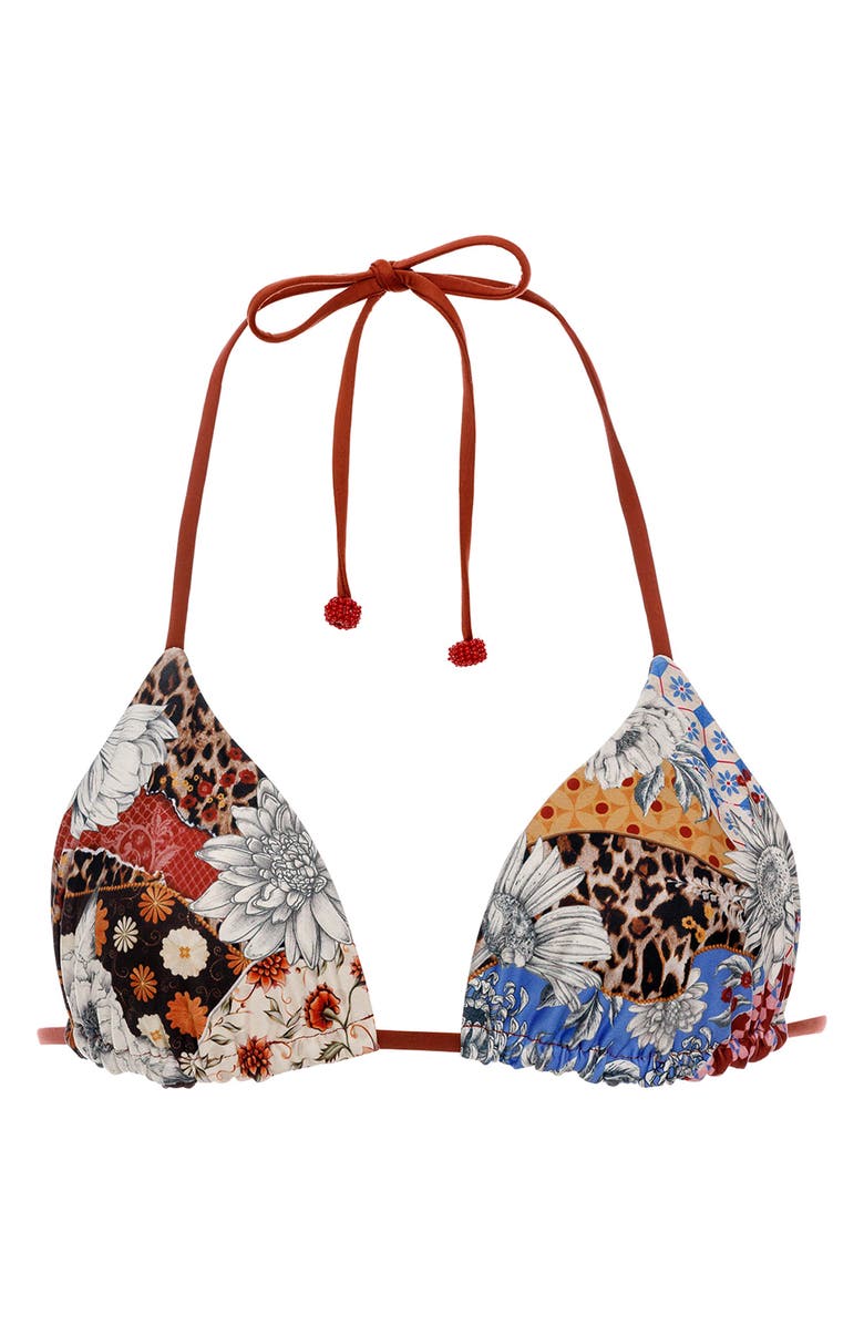 Agua Bendita Lolita Reversible Triangle Bikini Top, Alternate, color, Blue