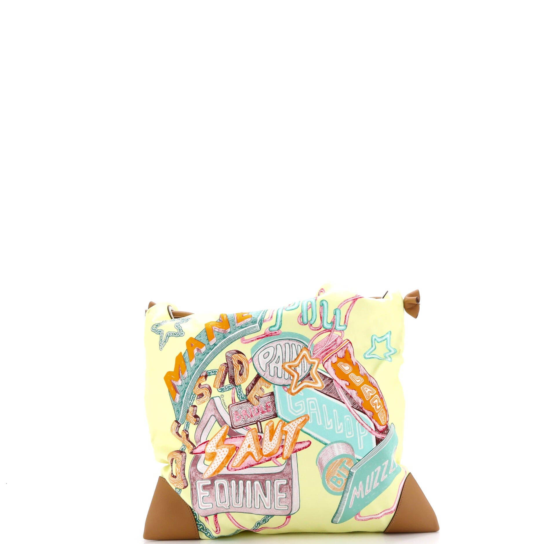 Pre-Owned Hermes Silky City Bag Printed Silk and Leather PM, Alternate, color, Yellow