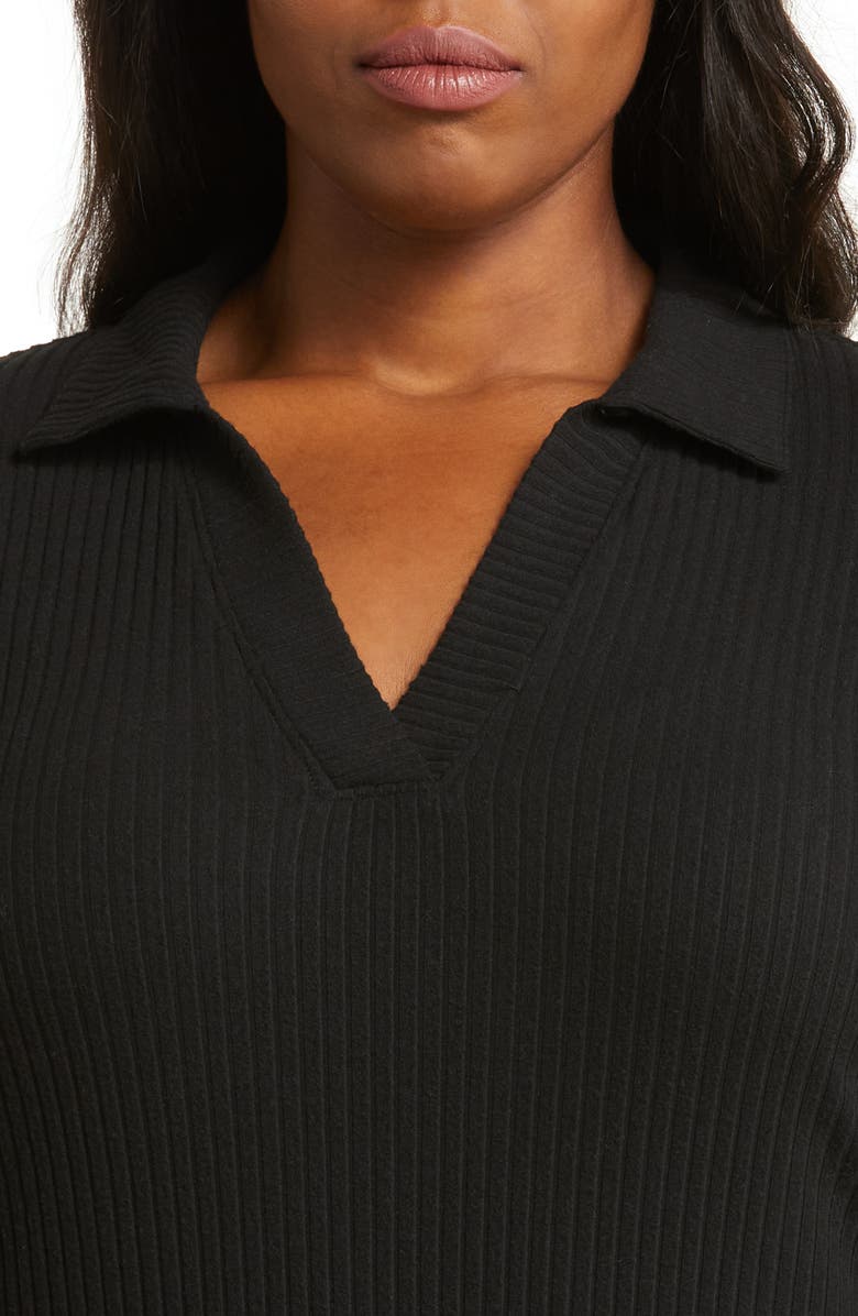 Caslon<sup>®</sup> Johnny Collar Long Sleeve Rib Sweater Dress, Alternate, color,