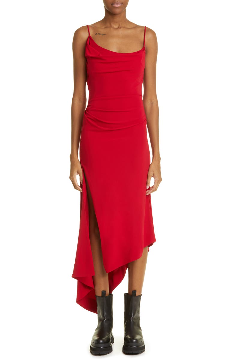 MONSE Asymmetric Gathered Jersey Slipdress, Main, color,