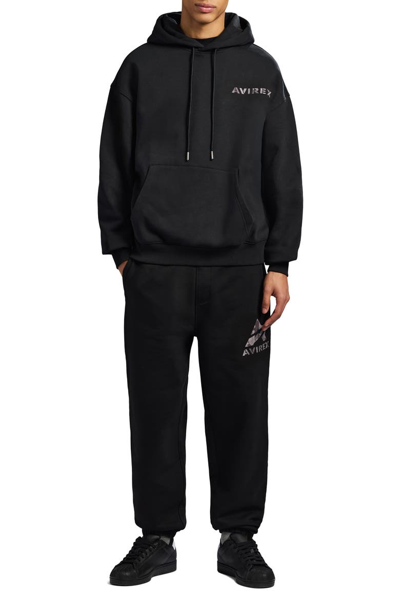 Camo Big 'A' Oversize Hoodie, Alternate, color, BLACK