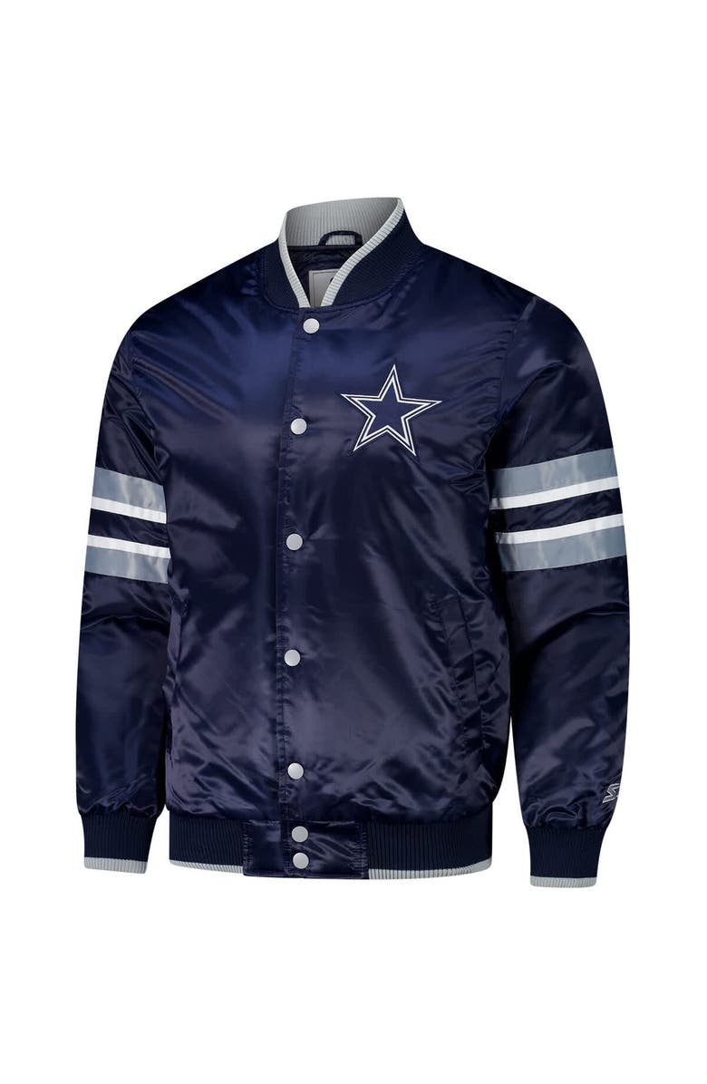 STARTER Men's Starter Navy Dallas Cowboys Scout I Full-Snap Varsity Jacket, Alternate, color, Navy