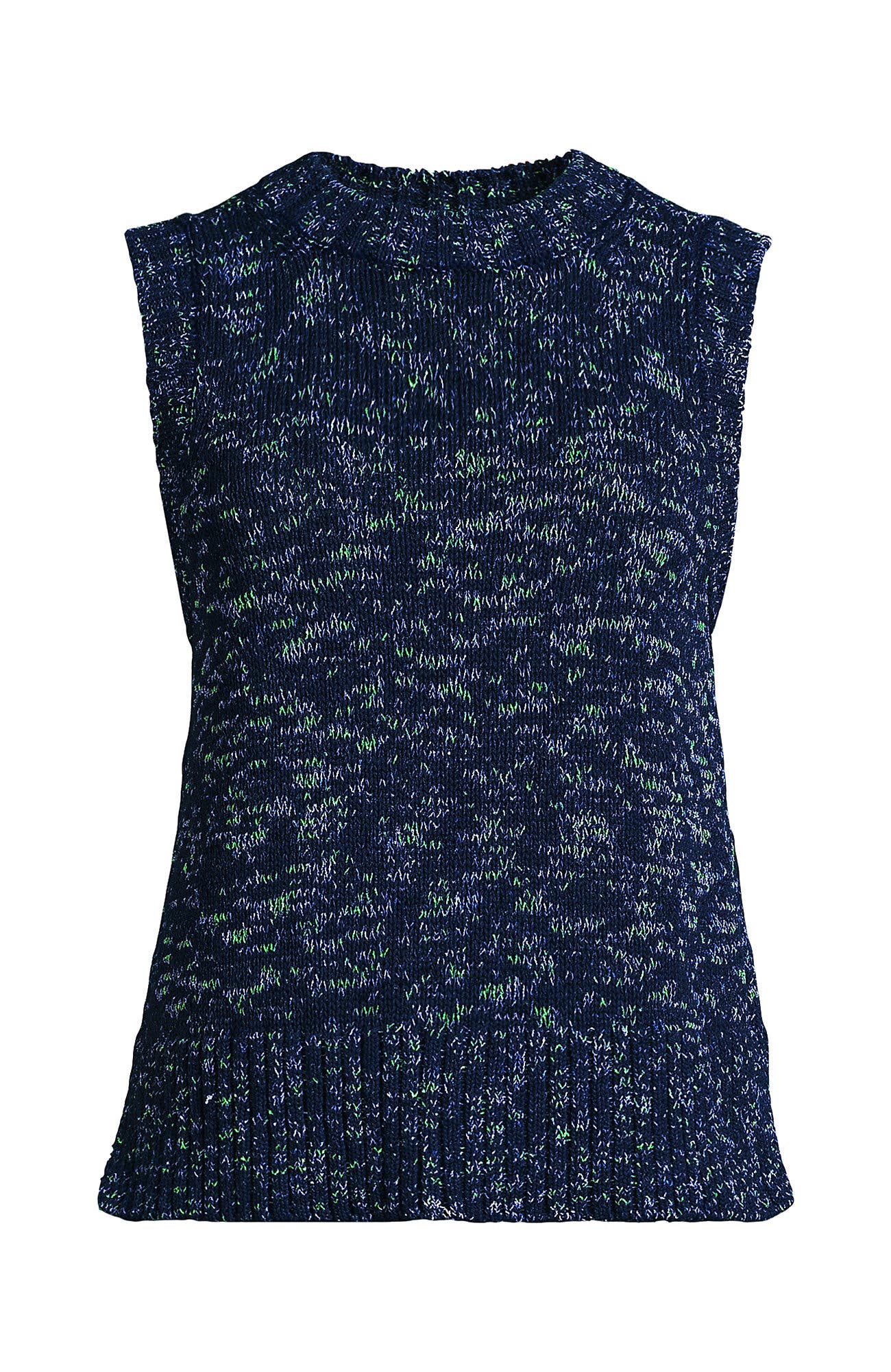 Lands' End Plus Size Cotton Tweed Textured Crewneck Vest Sweater (Women ...