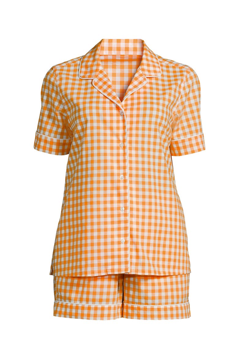 Poplin 2 Piece Pajama Set - Short Sleeve Shirt and Shorts, Alternate, color, Sweet Mango Gingham