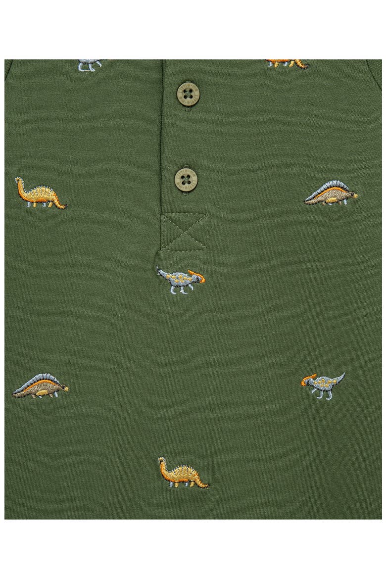 Embroidered Schiffli Polo Romper & Socks Set, Alternate, color, GREEN