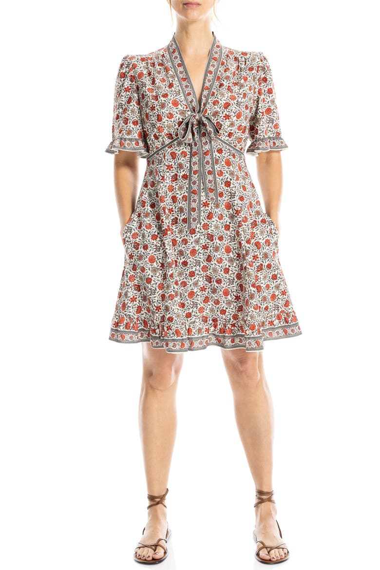 Bow Neck Short Sleeve Fit & Flare Dress video