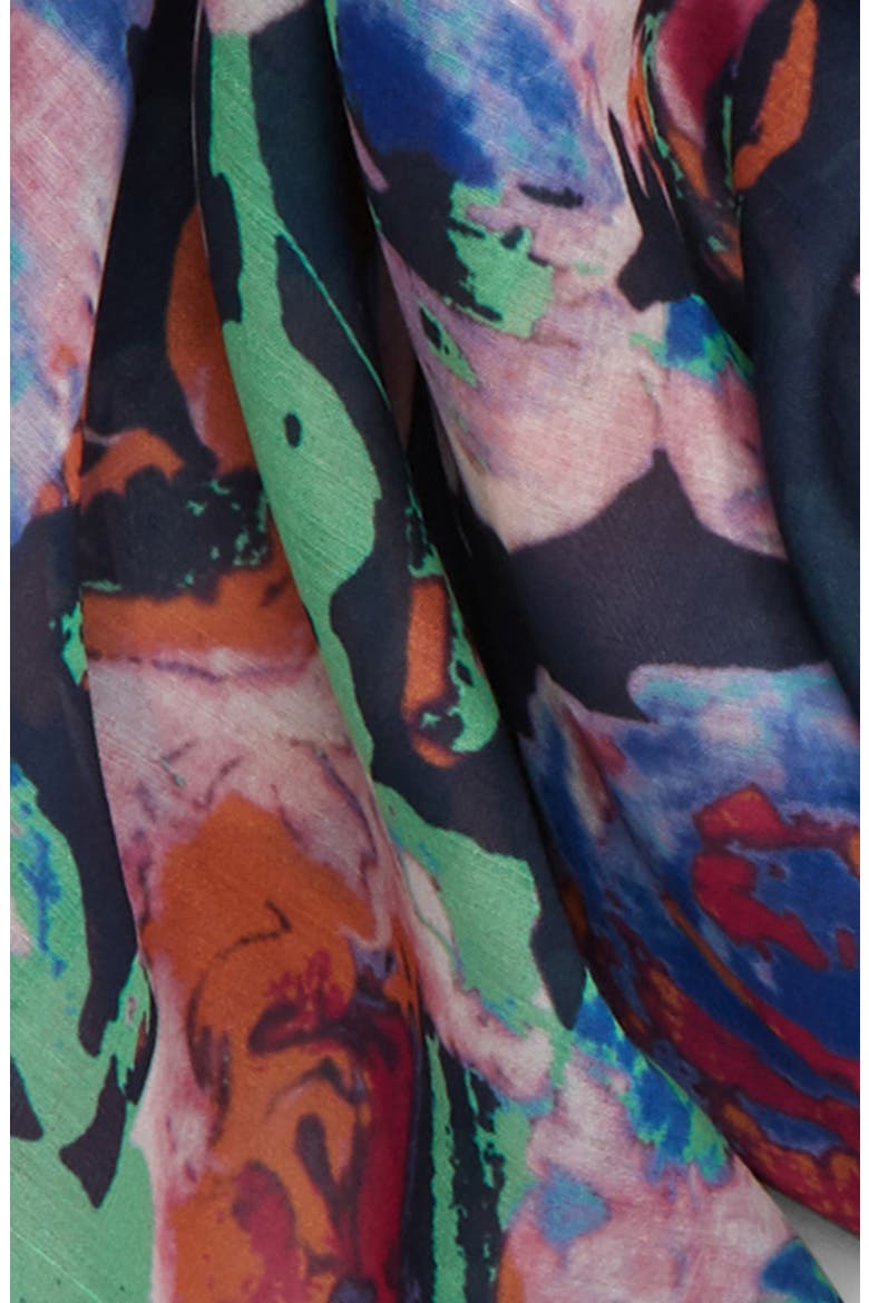 Floral Print Scarf, Alternate, color, NAVY MULTI