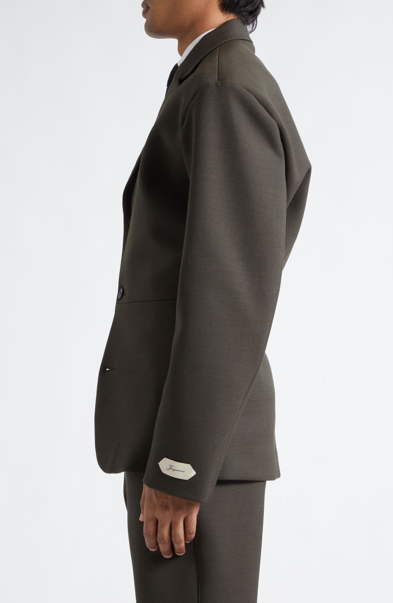 Jacquemus La Veste Gardian Peplum Sport Coat, Alternate, color, Dark Khaki