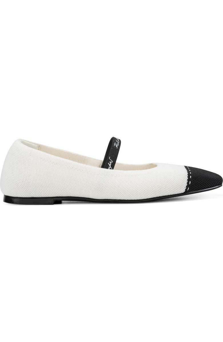 KARL LAGERFELD PARIS Zailey Cap Toe Mary Jane Flat, Alternate, color, Cream/ Black