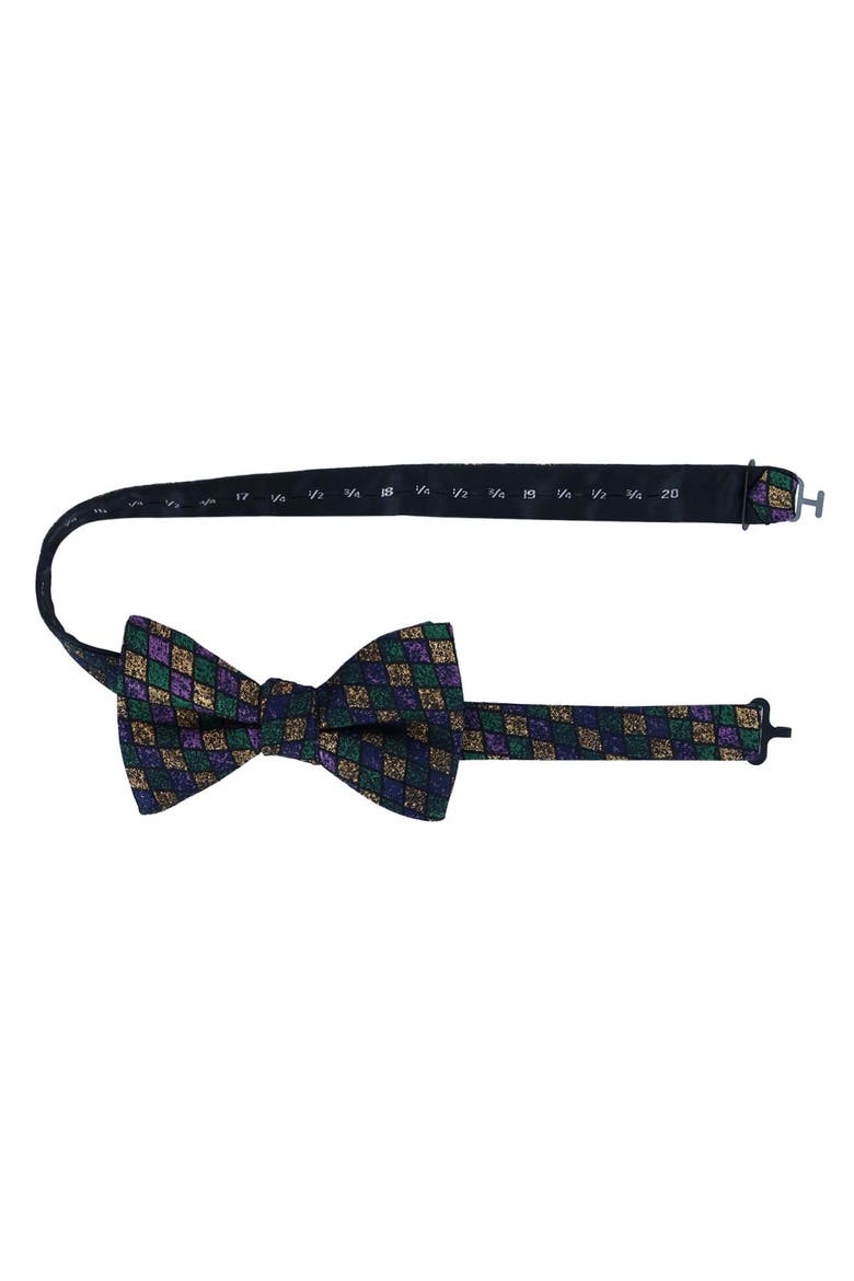 Carnival Diamond Multi-Colored Novelty Silk Bow Tie, Alternate, color, Green, Yellow, and Purple