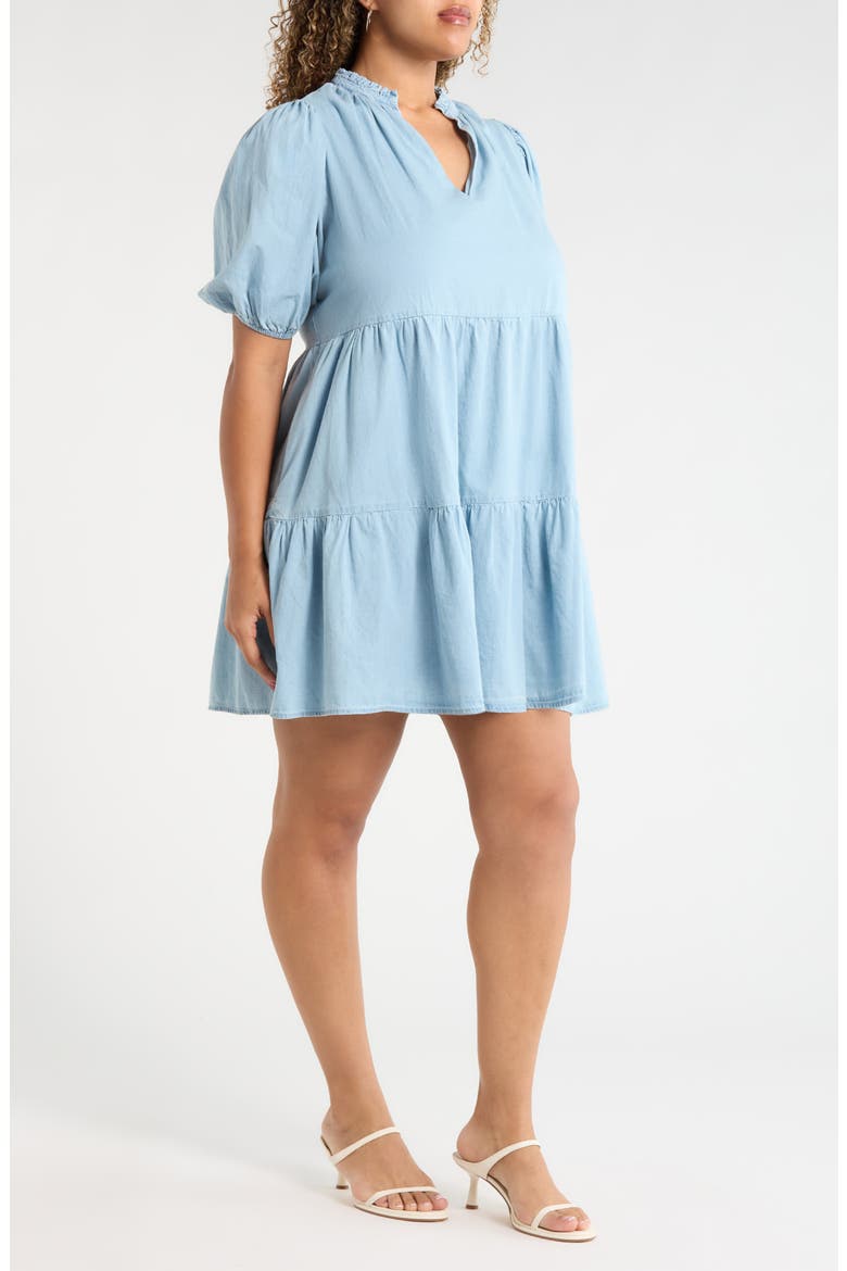 Haysville Jacey Babydoll Cotton Chambray Minidress, Alternate, color, MEDIUM-DENIM