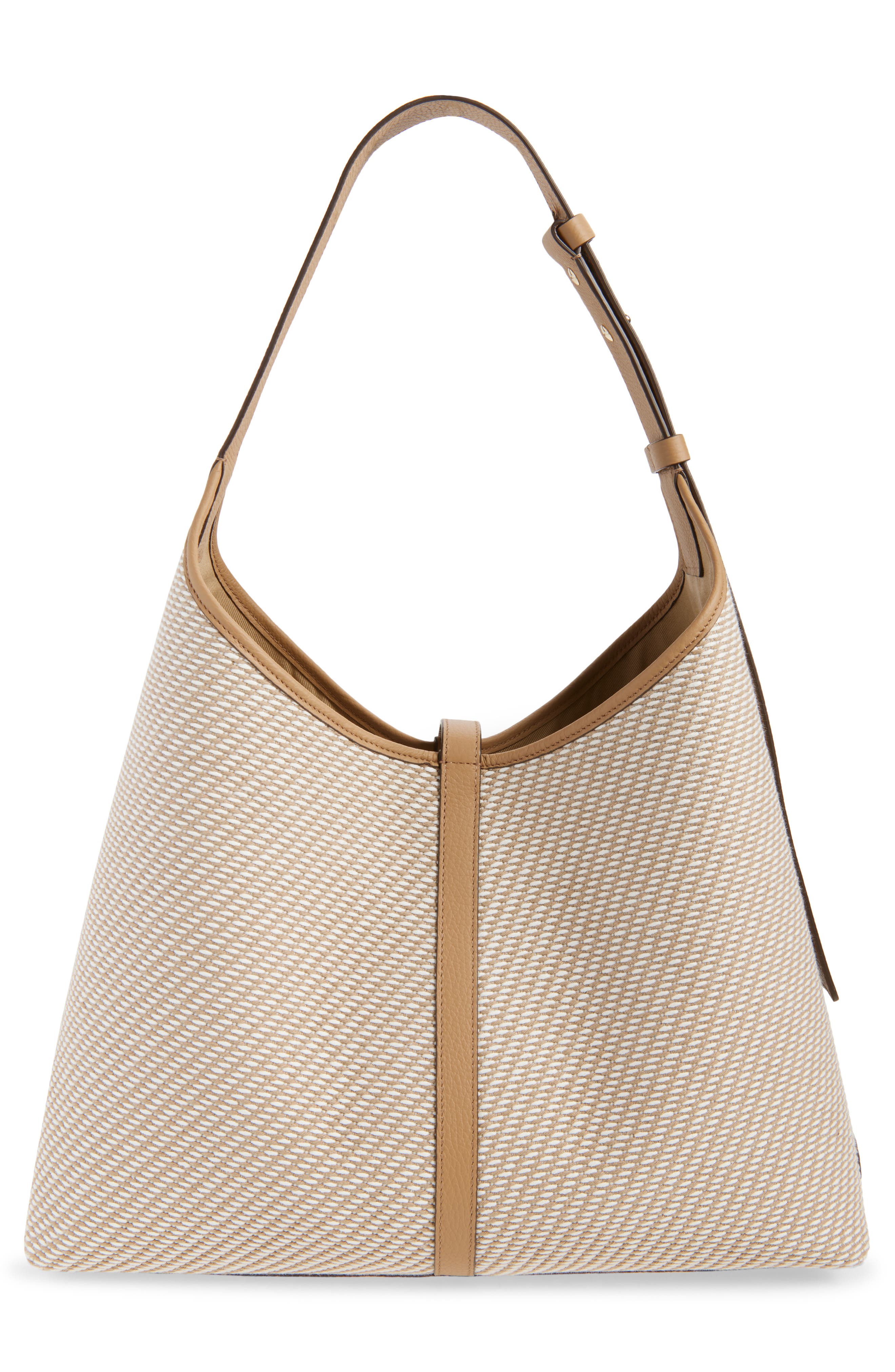Strathberry Maxi Kite Twill Hobo Bag, Alternate, color, Caramel/ Natural