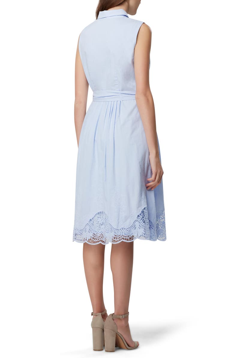 Tahari Lace Detail Cotton Voile Dress, Alternate, color, 